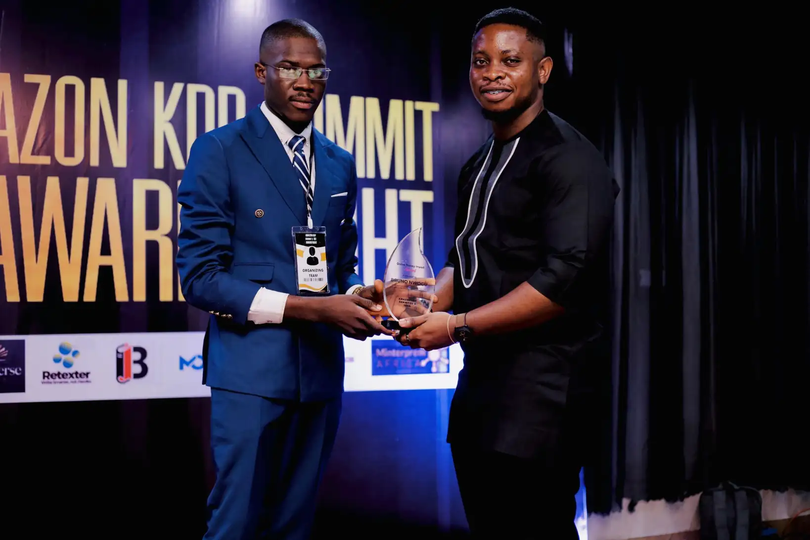 Bruno receiving an award